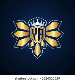 YA initial letters monogram logo for gaming with shield and eagle wing