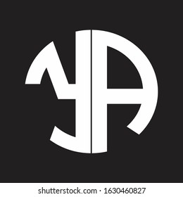 YA Initial Logo design Monogram Isolated on black and white