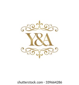 Y&A Initial logo. Ornament ampersand monogram golden logo