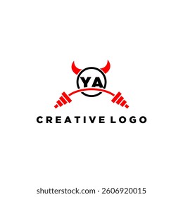 YA initial monogram for fitnes or gym logo with devil style design