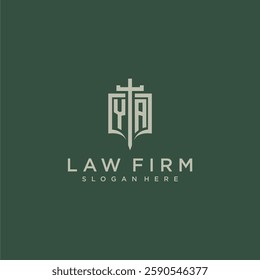 YA initial monogram for law firm with sword and shield logo image