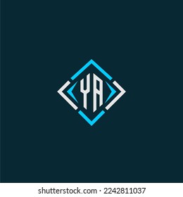 YA initial monogram logo with square style design