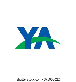 YA initial overlapping swoosh letter logo blue green