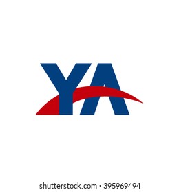YA initial overlapping swoosh letter logo blue red