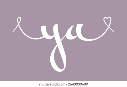 YA initial wedding monogram calligraphy vector illustration. Hand drawn lettering y and a love logo design for valentines day poster, greeting card, photo album, banner print or tattoo.