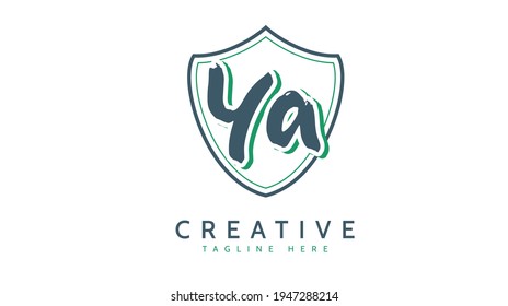 YA Initials, handwriting logo vector