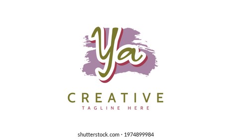 YA Initials, handwriting logo vector