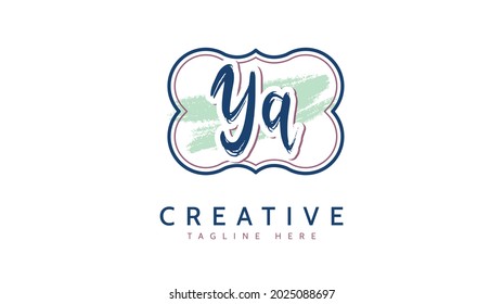 YA Initials, handwriting logo vector