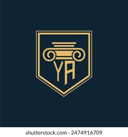YA Initials Law Firm Logo Lawyer logo with creative law element