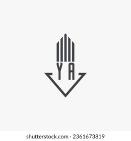 Ilustración del material del logotipo inmobiliario de YA. vector de logotipo