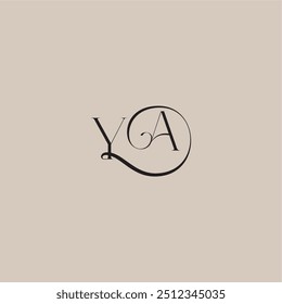 YA letter elegant and luxury style dinamyc curvy initial concept monogram wedding logo