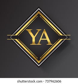 YA Letter logo in a square shape gold and silver colored geometric ornaments.