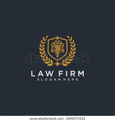 YA letter monogram logo for lawfirm with pillar and leaf image design