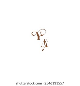 YA letter wedding logo concept elegant curve monogram bold and hairline initial