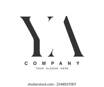 YA logo design. Initial letter y and a serif font style. Creative classic company name typography. Trendy logotype or identity. Vector illustration.