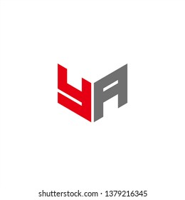 YA Logo Letter Initial With Red and Grey Colors
