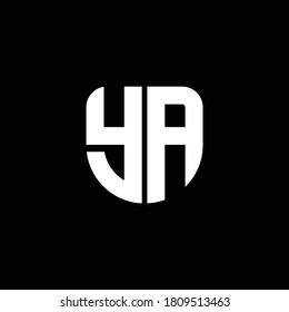 ya logo monogram with circular shape shield design template