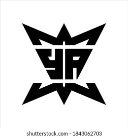 YA Logo monogram with crown up down side design template on white background