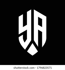 monograma de logotipo de ya con plantilla de diseño de estilo de escudo de emblema