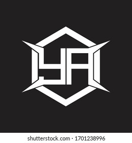 Monograma de logotipo YA con hexágono y plantilla de diseño de forma de cuatro ejes