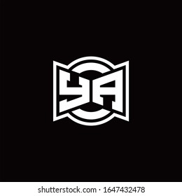 YA-Logo-Monogramm mit gerundeter, im Bänderstil gehaltener, abgerundeter Design-Vorlage