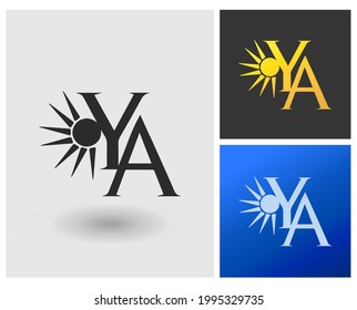YA Logo Monogramm mit Sonnenlicht. ursprüngliche Logo-Vektorvorlage.