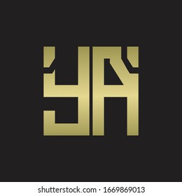YA Logo with squere shape design template with gold colors