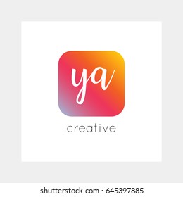 YA logo, vector. Useful as branding, app icon, alphabet combination, clip-art.