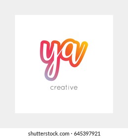 YA logo, vector. Useful as branding, app icon, alphabet combination, clip-art.