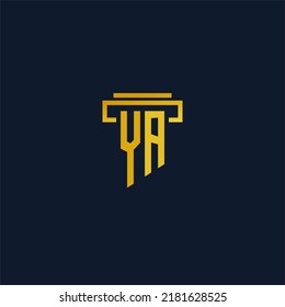 YA monogram initial logo for lawfirm with pillar design