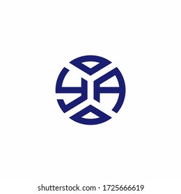 YA monogram logo with abstract shapes in modern style design template