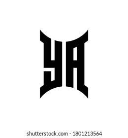 YA monogram logo with curved side design template