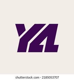 YA monogram logo. Letter y, letter a signature icon. Alphabet initials isolated on light background. Lettering sign. Modern design, web, tech, corporate, bold style characters. Geometric typography.