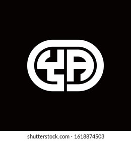 YA monogram logo with an oval style on a black background