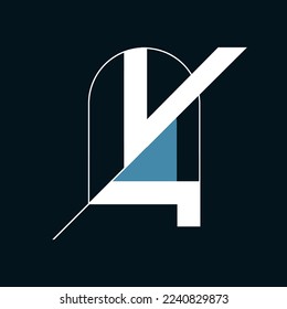YA monogram logo.Alphabet initials icon isolated on dark fund.Abstract letter y, letter a.Lettering sign.Modern deco design, web, architecture, real estate style characters.Geometric typography.