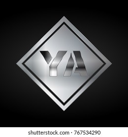 YA Monogram, Silver Logo, Metal Logo, Luxury, Elegant, Abstract, square