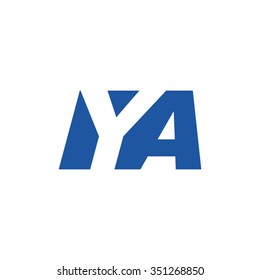 YA negative space letter logo blue