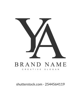 YA trendy logotype template. Initial letter y and a classic font style. Creative logo for company name or identity. Vector illustration.