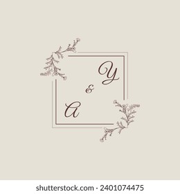YA wedding line square monogram with high quality professional design that will print well