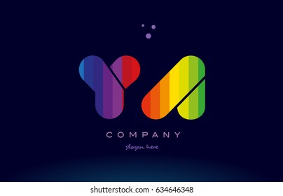 ya y a alphabet letter colorful creative colors text dots creative company logo vector icon design template