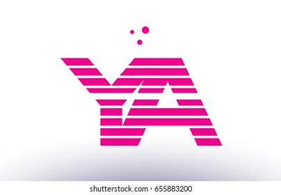 ya y a alphabet letter logo pink purple line stripe company design template creative abstract vector