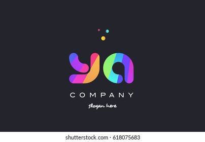 ya y a  creative rainbow green orange blue purple magenta pink artistic alphabet company letter logo design vector icon template