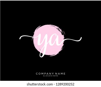 YA Y A Initial handwriting logo template
