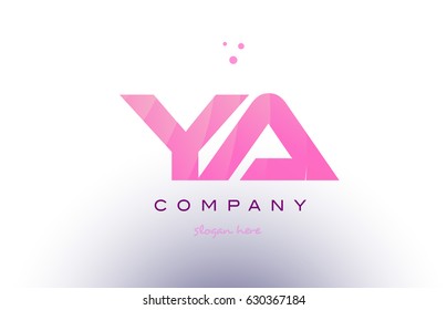 ya y a letter alphabet text pink purple dots creative company logo vector icon design template