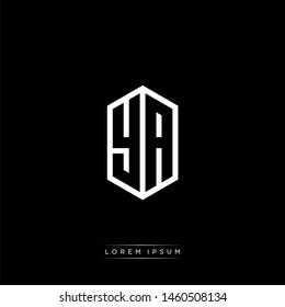 YA Y A Logo Line Monogram with Negative Space with Black and White Colors
