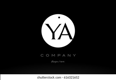 YA Y A simple black white circle background alphabet company logo design vector icon template