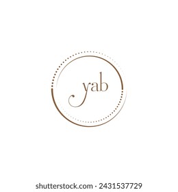 Yab creativo inicial letra plana monograma diseño del logotipo con fondo blanco. Vector logo alfabeto moderno color dorado estilo fuente.