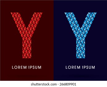 Y,Abstract font, concept hot and cool, fire and ice, graphic, vector.