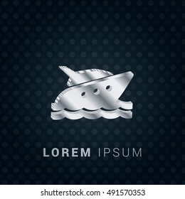 Yacht 3D silver/platinum metallic chromium precious Icon / Logo Design