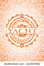 Yacht abstract orange mosaic emblem